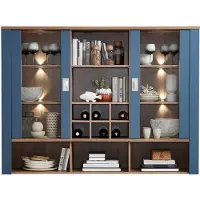 Innostyle Dijon Buffetaufsatz Holzwerkstoff Parisian Blue/Haveleiche Cognac