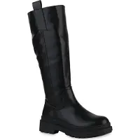 Van Hill Damen Leicht Gefütterte Klassische Stiefel Profil-Sohle Schuhe 839376, Farbe: Schwarz, Größe: 38