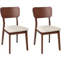 Beliani Esszimmerstuhl 2er Set Dunkelbraun u. Hellbeige Gummibaumholz mit Sitzpolster Hohe Rückenlehne ohne Armlehnen Klassisch Holzstuhl Küchenstuhl