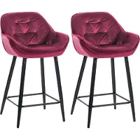CLP 2er Set Barhocker Gibson Samt, Sitzhöhe 76 cm | Farbe lila