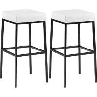 DELUKE 2er Set Barhocker BIDAN - Kunstleder Weiß 37x37x78 cm | Barstuhl Mit Lehne Tresenhocker Tresenstuhl Kneipenhocker Kneipenstuhl