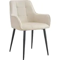 CLP Esszimmerstuhl Ferndale, Sessel mit gepolstertem Samtbezug creme
