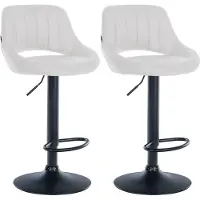 DELUKE 2er Set Barhocker SEGAD - Kunstleder Weiß 47x48x85 cm Schwarz | Barstuhl Höhenverstellbar Mit Lehne Drehbar Tresenhocker Tresenstuhl Kneipenhocker