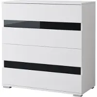 FABRYKA MEBLI IDŹCZAK Kommode Sideboard Anrichte 90cm mit 4 Schubladen Weiss/Schwarz Semiglos Lucca