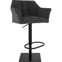 DELUKE Barhocker SIHAR - Cord Dunkelgrau 64x45x88 cm Schwarz | Barstuhl Mit Lehne Tresenhocker Tresenstuhl Kneipenhocker Kneipenstuhl