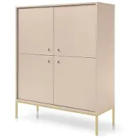 Bettso Viertürige Kommode MOLLY Beige mit Goldbeinen Metallrahmen Wohnzimmer Schlafzimmer Flur Modern