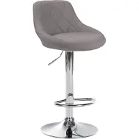 DELUKE Barhocker FALON - Stoff Grau 46x49x83 cm Silber | Barstuhl Höhenverstellbar Mit Lehne Drehbar Tresenhocker Tresenstuhl Kneipenhocker Kneipenstuhl