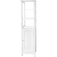 ML-Design Badezimmerschrank Weiß, 40x160x32cm, Badezimmer Hochschrank, Badschrank mit Tür, 3 offenen Fächern