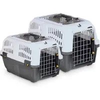 MPS Skudo Open, Fester Transportbox, Zwinger-Haustiertransportbox, Hund, Ober- & Vorderseitenbefüllung, Grau, Einfarbig