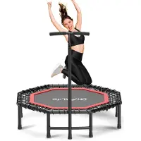 DH FitLife Klappbares Fitness Trampolin Ø121cm, 48 Zoll Mini-Trampolin für Kinder & Erwachsene, 150kg belastbar, mit stabilem, verstellbarem Handgriff