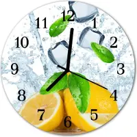 Tulup Glasuhr Wanduhr Küchenuhr Echt-Glas 30fi cm Zitrone gelb