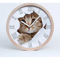 Tulup Holzuhr 30fi cm wanduhr - weiße Spitzen - Katze