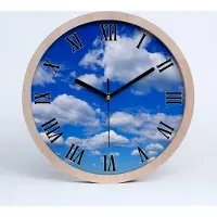 Tulup Holzuhr 30fi cm wanduhr - schwarze Spitzen - Wolken im Himmel