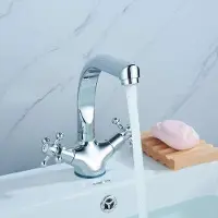 Easybuy Badarmatur Spültischarmatur Waschtischarmatur Wasserhahn Bad Waschbecken Küchenarmatur Armatur Zweigriff Keramikventil Waschtisch