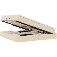 Syfax Aufbewahrungsbett mit Matratze Creme 200 x 200 cm Polyester