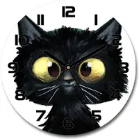 Tulup Wanduhr aus Glas 30fi Glasbild Glasuhr Gehärtetes Glas - schwarze-zeiger - Cat illustration