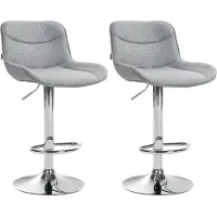 CLP 2er Set Barhocker Vonore Stoff chrom grau