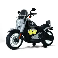 BOGI XXL Elektro-Kindermotorrad Kinderfahrzeug Kinder Motorrad für Kinder bis 8 Jahren 12V – 55W Motor, LED, USB, Bluetooth Schwarz (BJML818 )