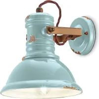 Licht-Erlebnisse Spot Strahler Metall Keramik verstellbar Hellblau Shabby Antik Rostbraun E27 Vintage Keramikleuchte