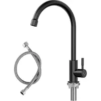 Famanu Kaltwasserhahn Schwarz - Robustes Design mit 304 Edelstahl - Ideal für Küche