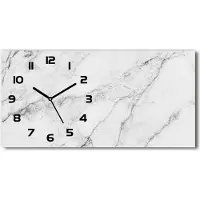 Tulup Wanduhr aus Glas – 60x30 cm - Glasbild - Glasuhr - Gehärtetes Glas - schwarze-zeiger - Marmor