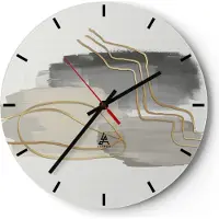 ARTTOR Wanduhr - Rund - Glasuhr - Abstraktion Stück Gold - 30x30cm - Schleichendes Uhrwerk - Lautlos - zum Aufhängen bereit - Dekoration Modern - Wanddekoration aus Glas - C3AR30x30-4149