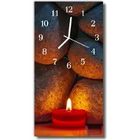 Tulup Glasuhr Wanduhr Küchenuhr Echt-Glas 30x60 Kerze Stein Mehrfarbig