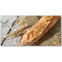 Tulup Wanduhr aus Glas – 60x30 cm - Glasbild - Glasuhr - Gehärtetes Glas - weisse-zeiger - frisches Baguette