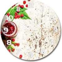 Tulup Wanduhr aus Glas 30fi Glasbild Glasuhr Gehärtetes Glas - weisse-zeiger - Raspberry jam