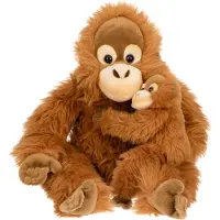 Uni Toys Uni-Toys - Orang-Utan mit Baby, sitzend - 30 cm (Höhe) - Plüsch-Affe - Plüschtier, Kuscheltier