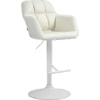 DELUKE Barhocker TUBEL - Stoff Creme 57x59x97 cm Weiß | Barstuhl Höhenverstellbar Mit Lehne Drehbar Tresenhocker Tresenstuhl Kneipenhocker Kneipenstuhl