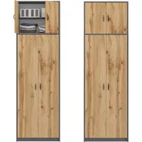 BDW , Kleiderschrank mit 5 Einlegeböden, Tom, Graphit / Wotan Eiche, 235x75x35cm