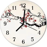Tulup Glasuhr Wanduhr Küchenuhr Echt-Glas 30fi cm Blumen weiß