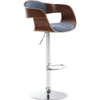 DELUKE Barhocker NADAN - Stoff Walnuss/blau 50x48x88 cm | Barstuhl Höhenverstellbar Mit Lehne Drehbar Tresenhocker Tresenstuhl Kneipenhocker Kneipenstuhl
