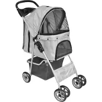 vidaXL "im Angebot" Haustier-Buggy Hund/Katze Klappbarer - für Haustiere - Reisewagen Grau - Fahrradanhänger CC1272