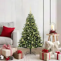 vidaXL "Schlussverkauf" Künstlicher geflammter Weihnachtsbaum(1 pc) - Kunstbaum/Tannenbaum - 150 LEDs Grün 120 cm C7506