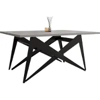 Mirjan 24 Couchtisch und Esstisch Xena, 2-in-1, Rahmen aus Stahl (Farbe: Schwarz / Hellgrau)
