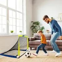 Markenlos Zusammenklappbare Fußballtore Set von 2 - 6 Hütchen und Tasche - 120 x 90 x 90 cm - Fußballtrainingsset für Kinder