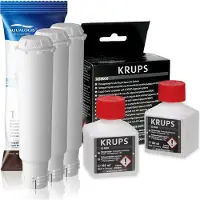 Aqualogis Krups Filtersatz AL-TEs46 3tlg., Reinigungsflüssigkeit XS9000 - Kompatibel mit KRUPS MELITTA BOSCH SIEMENS NIVONA - Reiniger für Cappuccino-Düsen