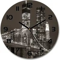 Tulup Wanduhr aus Glas 30fi Glasbild Glasuhr Gehärtetes Glas - schwarze-zeiger - Manhattan New York