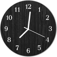 Tulup Glasuhr Wanduhr Küchenuhr Echt-Glas 30fi cm Holz schwarz