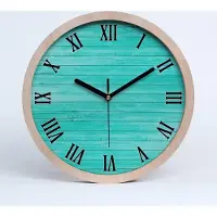 Tulup Holzuhr 20fi cm wanduhr - schwarze Spitzen - grüne Bretter