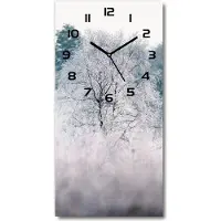 Tulup Wanduhr aus Glas – 30x60 cm - Glasbild - Glasuhr - Gehärtetes Glas -Winterwald
