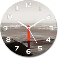 Tulup Wanduhr aus Glas 30fi Glasbild Glasuhr Gehärtetes Glas - weisse-zeiger - San Francisco Bridge
