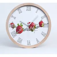Tulup Holzuhr 25fi cm wanduhr - weiße Spitzen - Erdbeeren und Wasser