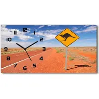 Tulup Wanduhr aus Glas – 60x30 cm - Glasbild - Glasuhr - Gehärtetes Glas - schwarze-zeiger - Road in Australien