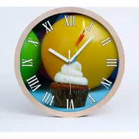 Tulup Holzuhr 30fi cm wanduhr - weiße Spitzen - Geburtstags-Kuchen