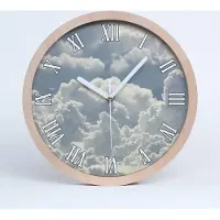 Tulup Holzuhr 30fi cm wanduhr - weiße Spitzen - Wolken