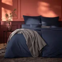 Estella Mako Interlock Jersey Bettwäsche Uni Takoma 155x200 cm + 80x80 cm indigo
