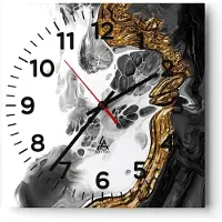 ARTTOR Wanduhr - Quadrat - Glasuhr - Abstraktion verschüttet Kontrast - 30x30cm - Schleichendes Uhrwerk - Lautlos - zum Aufhängen bereit - Dekoration Modern - Wanddekoration aus Glas - C4AC30x30-4498
